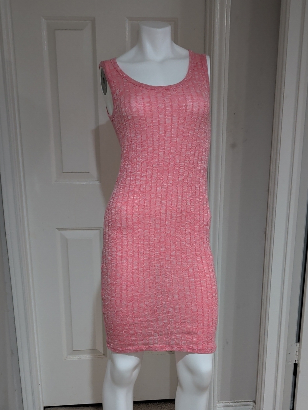 American Dream Coral Pink Sleeveless Knit Mini Dress Women's Medium Y2K